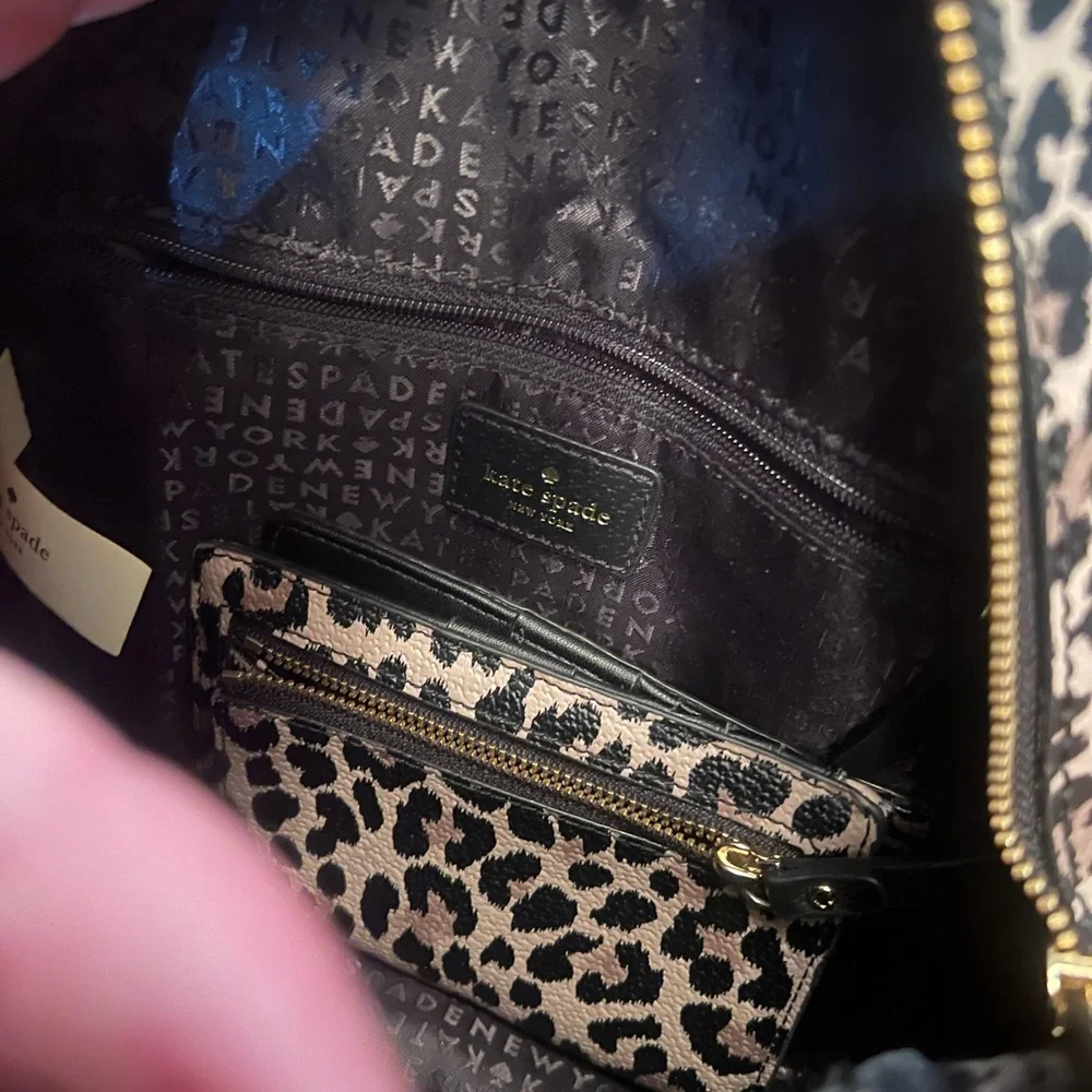 Kate Spade Leopard Print Leather Backpack and wallet - Picture 3 of 4